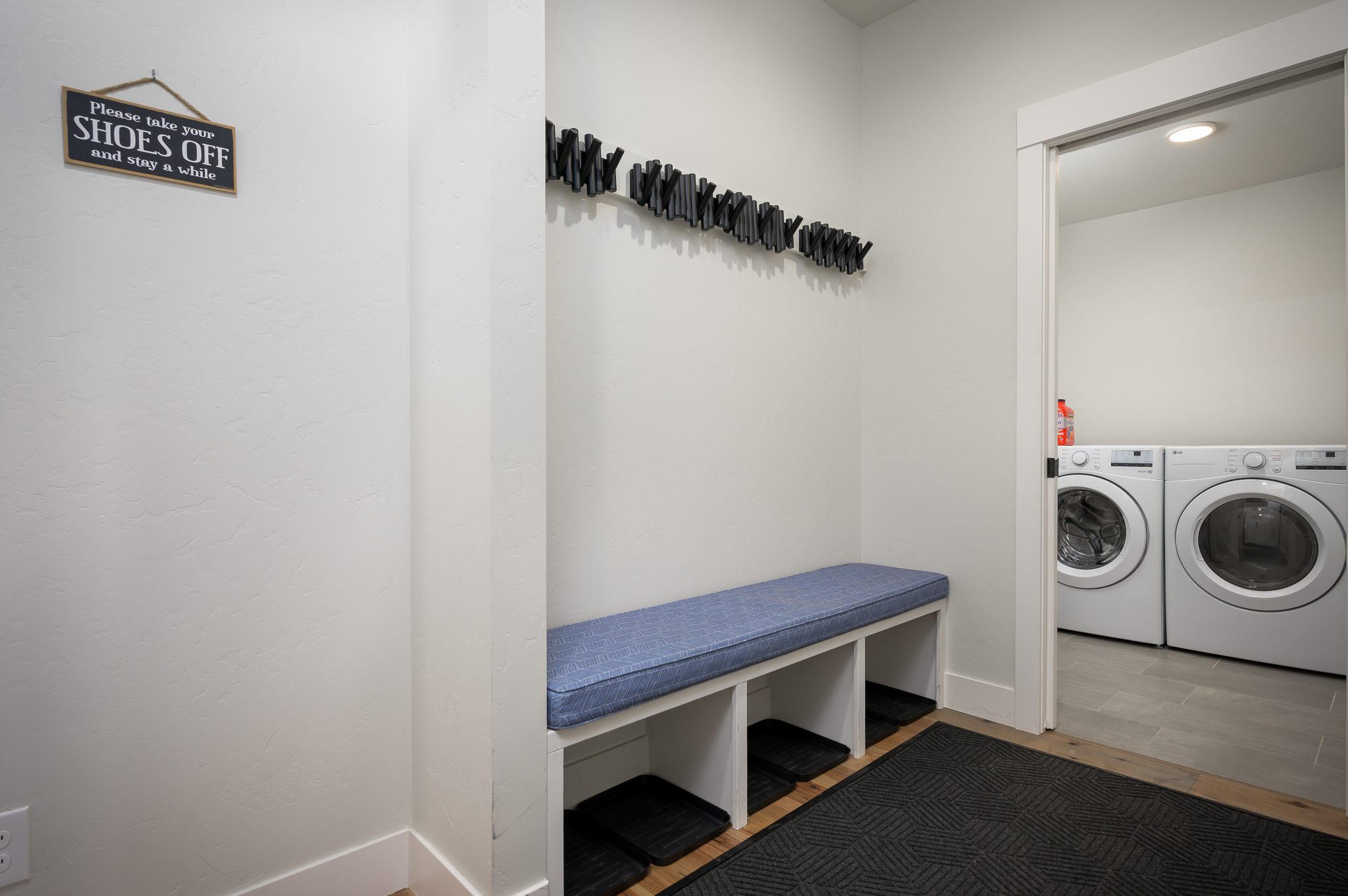 From the moment you step inside... a place to store your shoes and hang your jackets